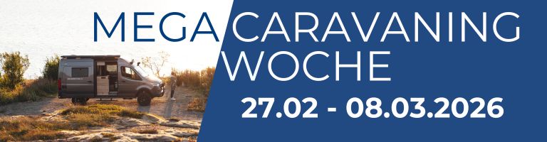 Mega Caravaning Woche im Freistaat Sulzemoos, Flyer mit allen Angebote an Wohnmobilen, Wohnwagen und Camper Vans